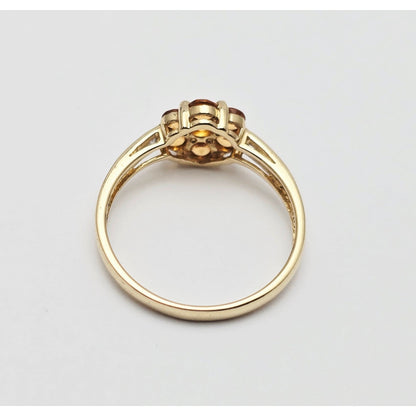 14K Yellow Gold Citrine & Diamond Flower Ring