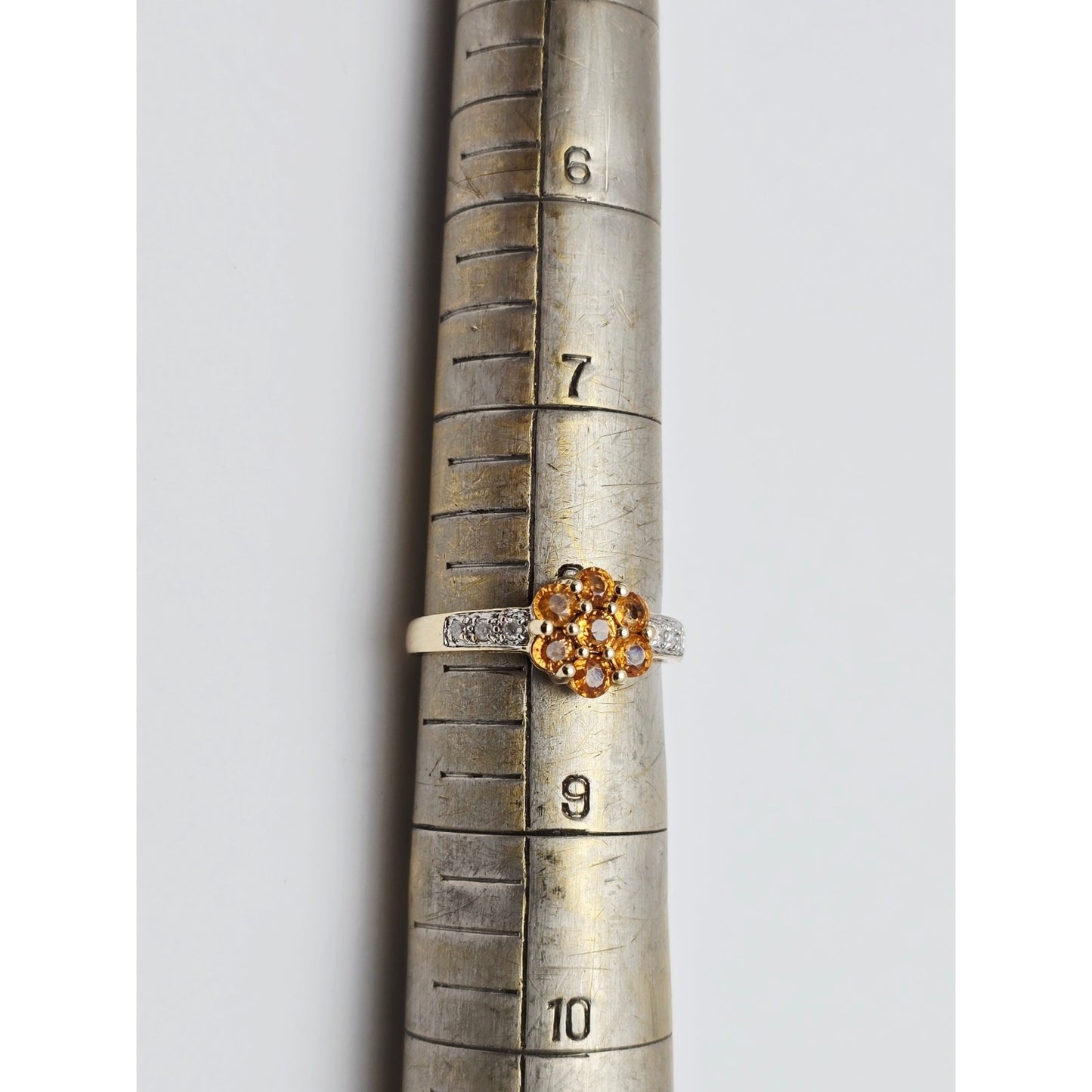 14K Yellow Gold Citrine & Diamond Flower Ring