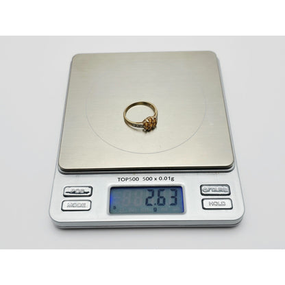 14K Yellow Gold Citrine & Diamond Flower Ring