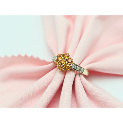 14K Yellow Gold Citrine & Diamond Flower Ring