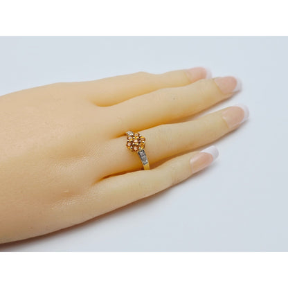 14K Yellow Gold Citrine & Diamond Flower Ring