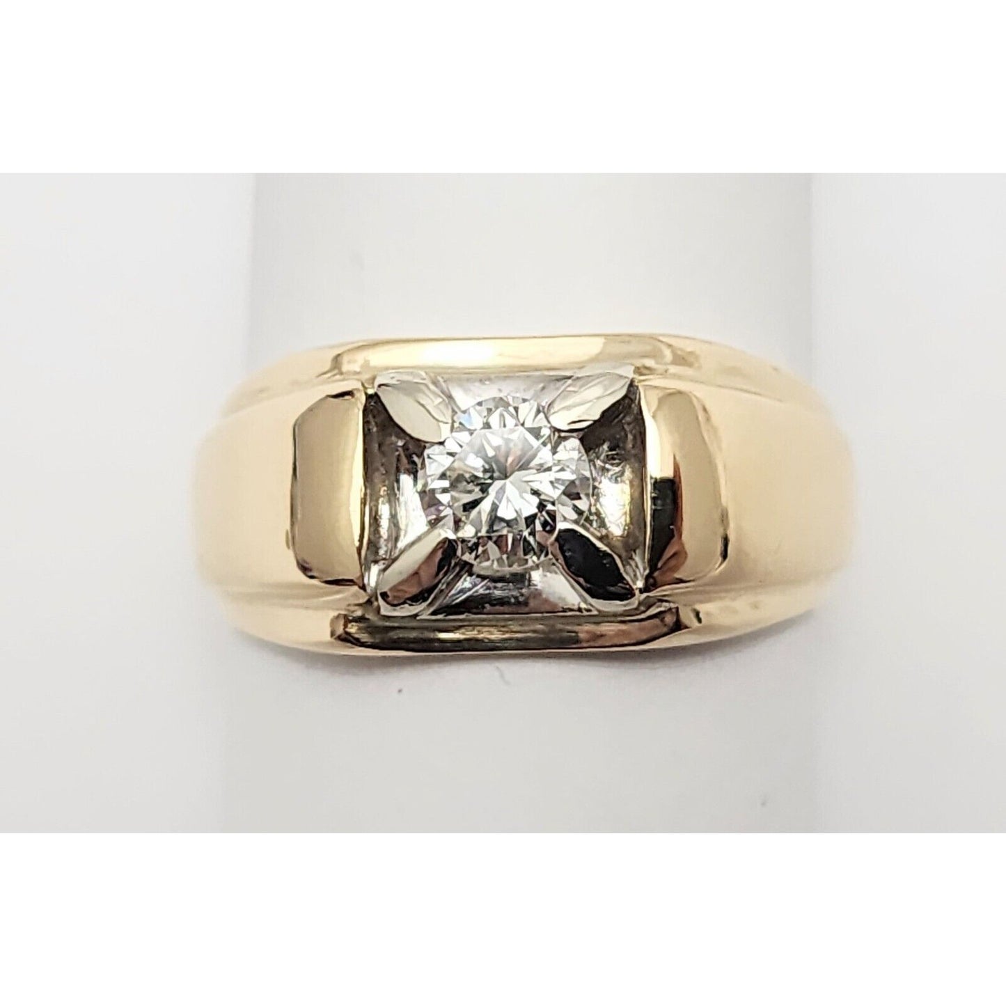 14K Two Tone Gold Diamond Men's Ring