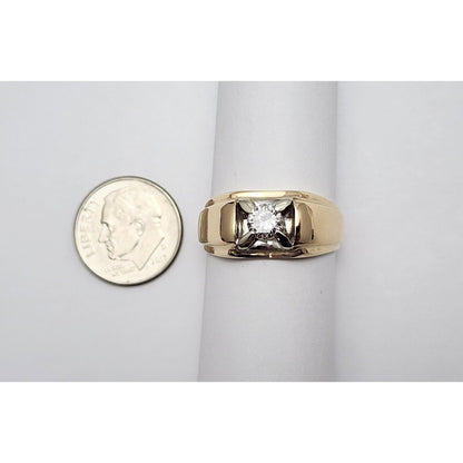 14K Two Tone Gold Diamond Men's Ring