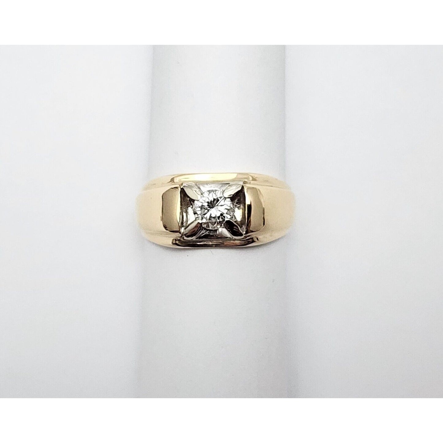 14K Two Tone Gold Diamond Men's Ring