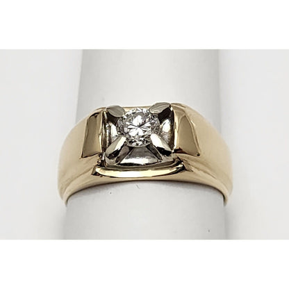 14K Two Tone Gold Diamond Men's Ring