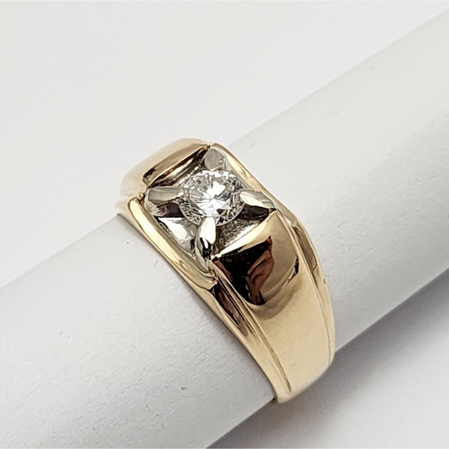 14K Two Tone Gold Diamond Men's Ring