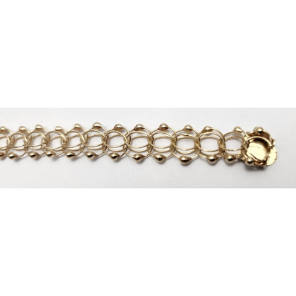 14K Yellow Gold Double Link Bead Ball Charm Bracelet