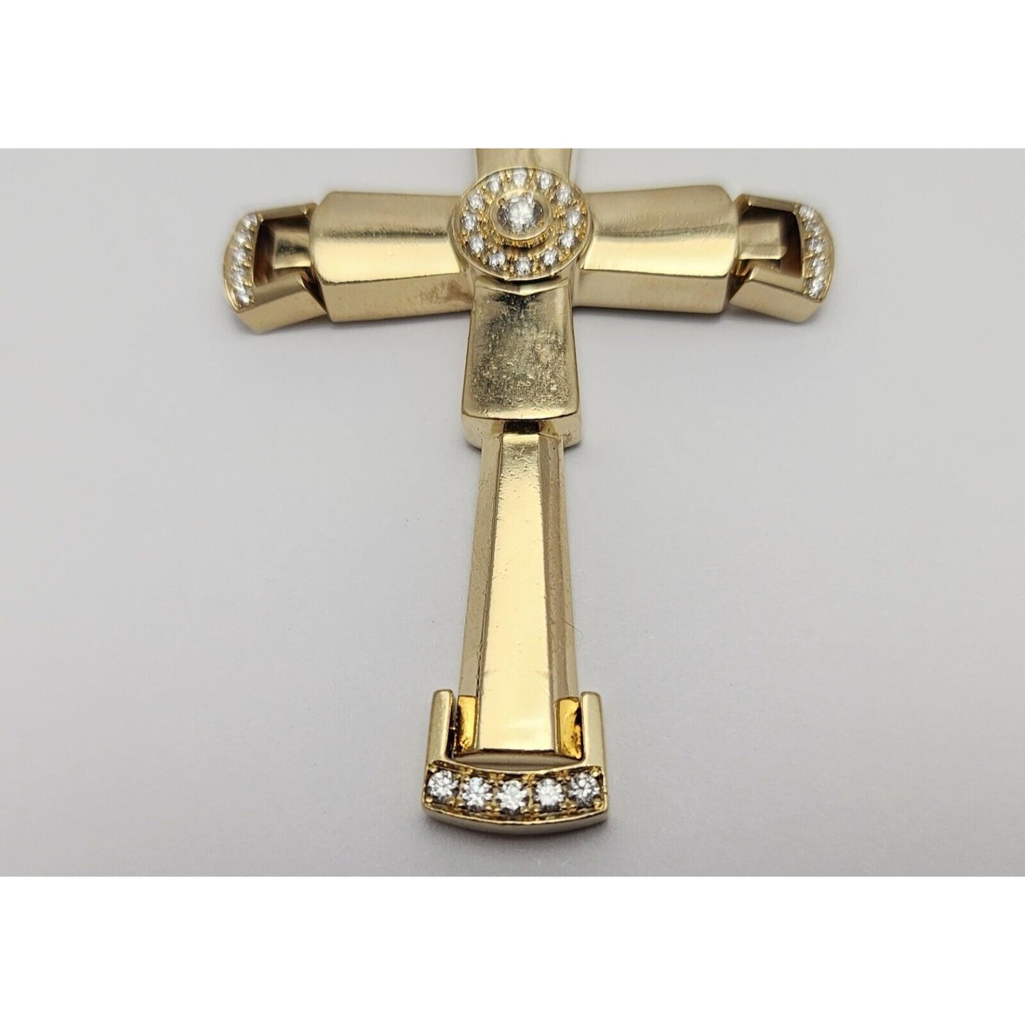 14K Yellow Gold Religious Diamond Motion Cross Charm Pendant