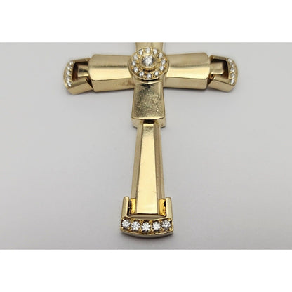 14K Yellow Gold Religious Diamond Motion Cross Charm Pendant