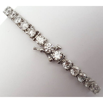 14K Solid White Gold Diamond Tennis Link Bracelet