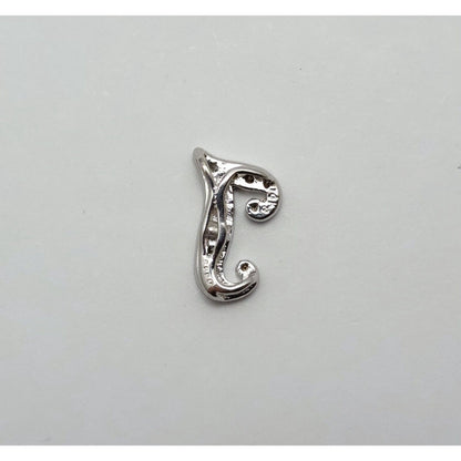 14K White Gold Diamond Initial Letter " J "  Charm Pendant