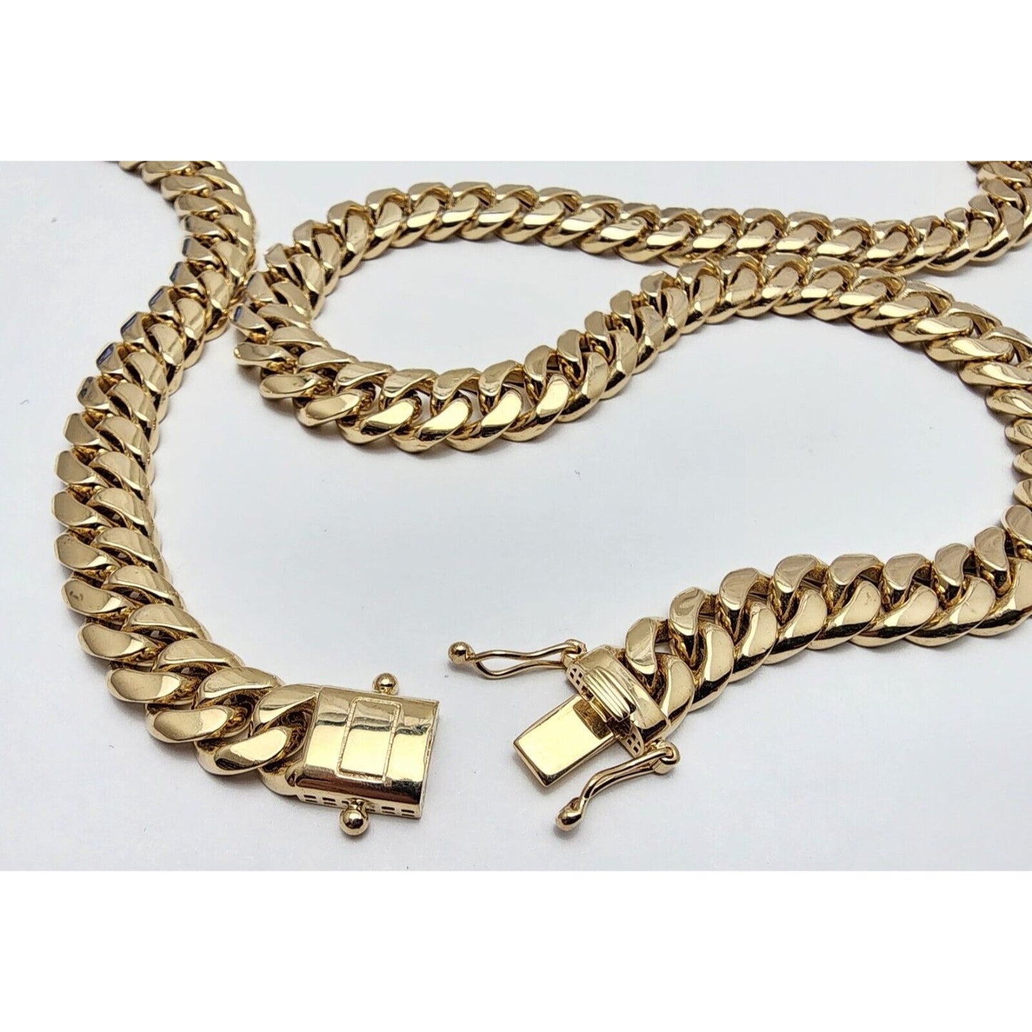 Large 14K Yellow Gold Cuban Link Chain Necklace