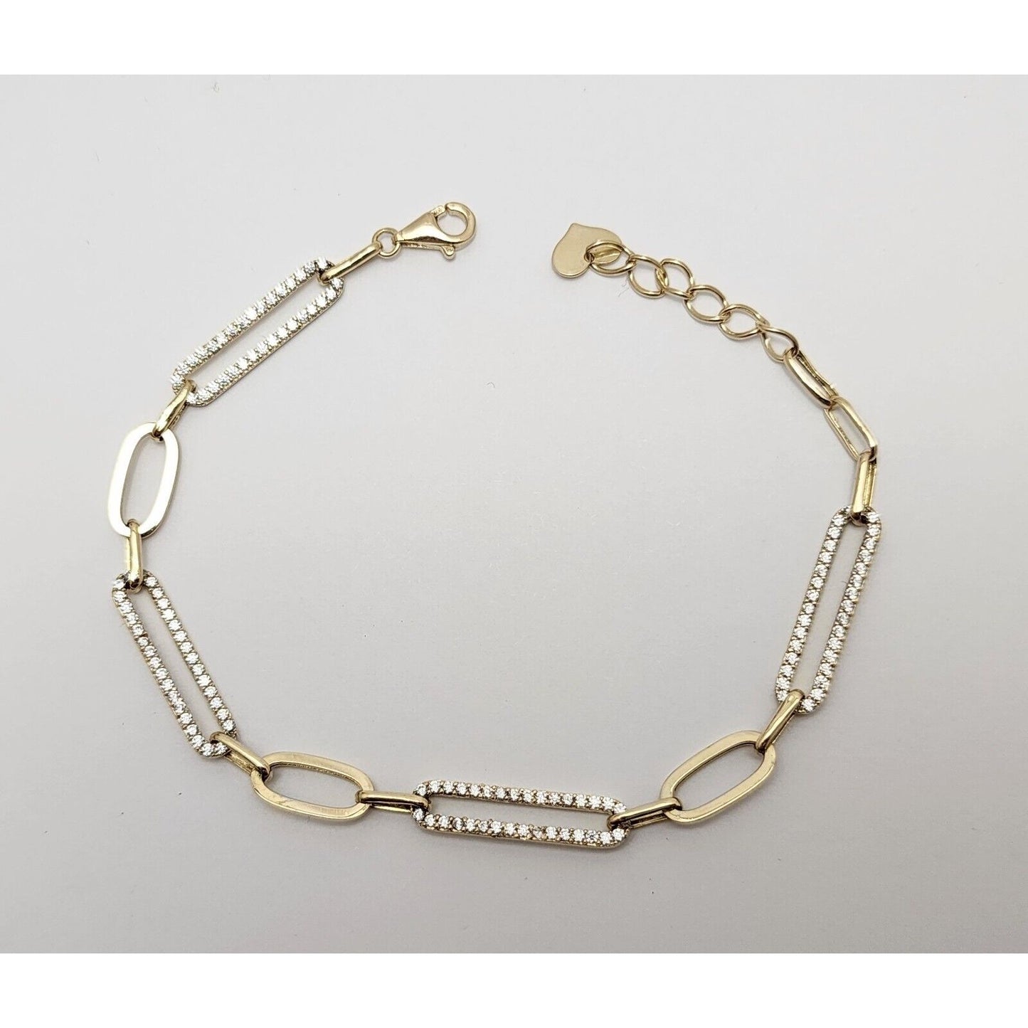 14K Solid Yellow Gold Resizable Paperclip Style Bracelet