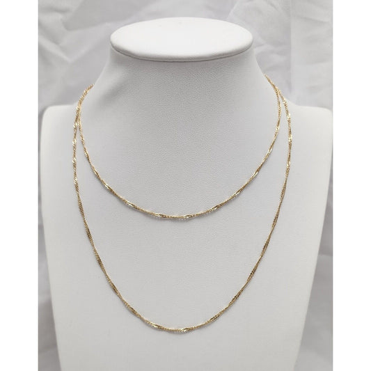 14K Yellow Gold Spiral Flat Link Chain Necklace