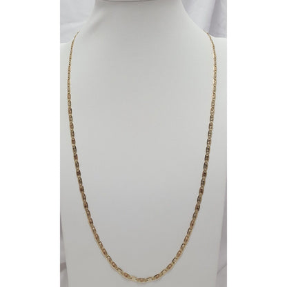 14K Tri Tone Gold Diamond Cut Mariner Link Chain Necklace