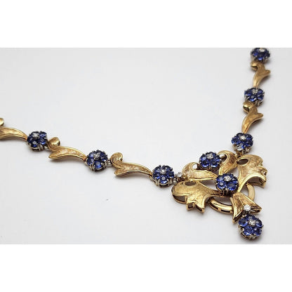 18K Yellow Gold Diamond & Sapphire Choker Chain Necklace