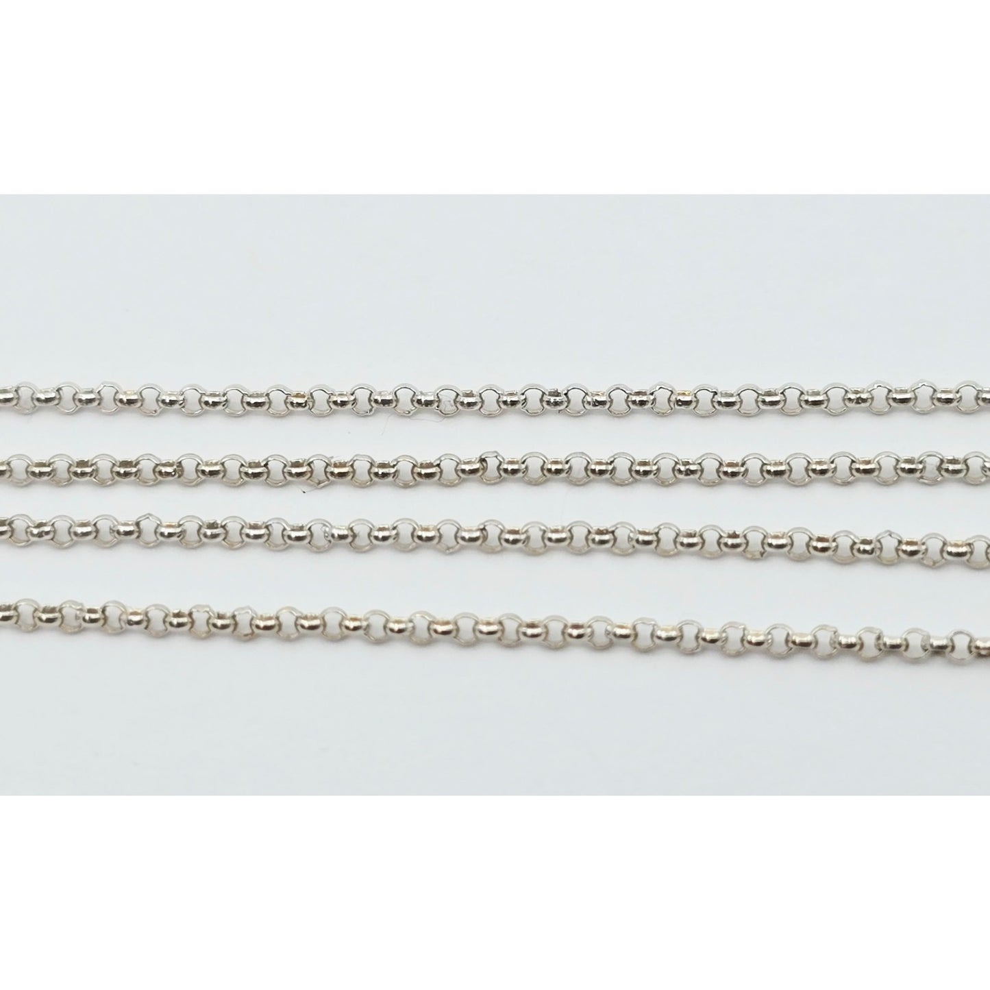 Thin 14K White Gold Rolo Link Chain Necklace