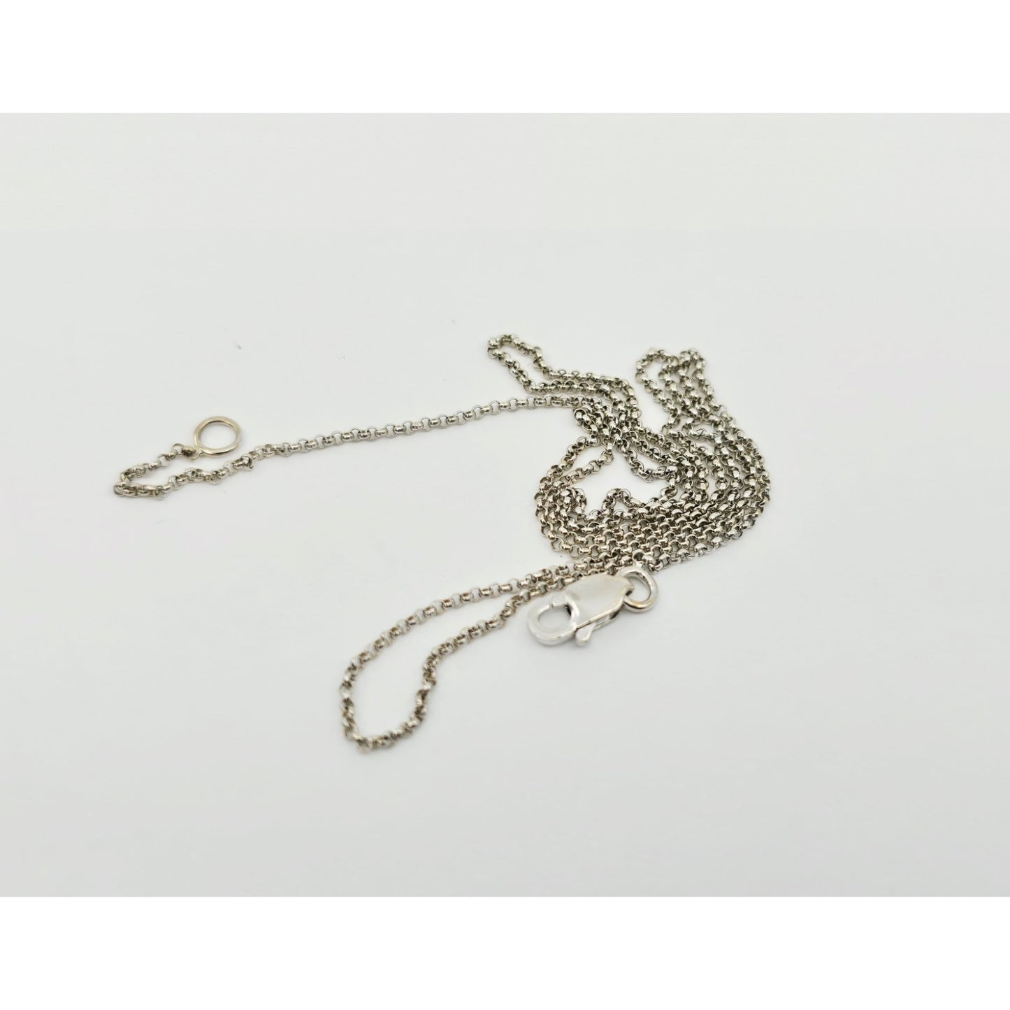 Thin 14K White Gold Rolo Link Chain Necklace