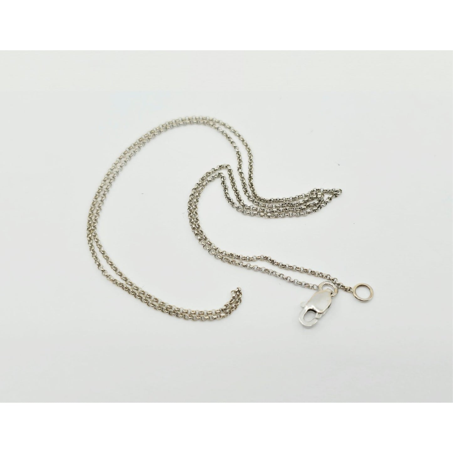 Thin 14K White Gold Rolo Link Chain Necklace