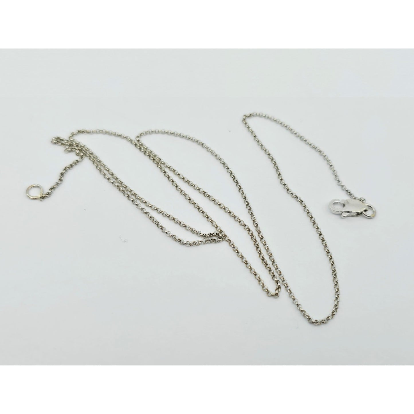 Thin 14K White Gold Rolo Link Chain Necklace