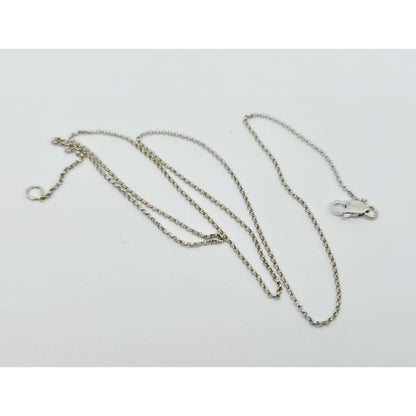 Thin 14K White Gold Rolo Link Chain Necklace