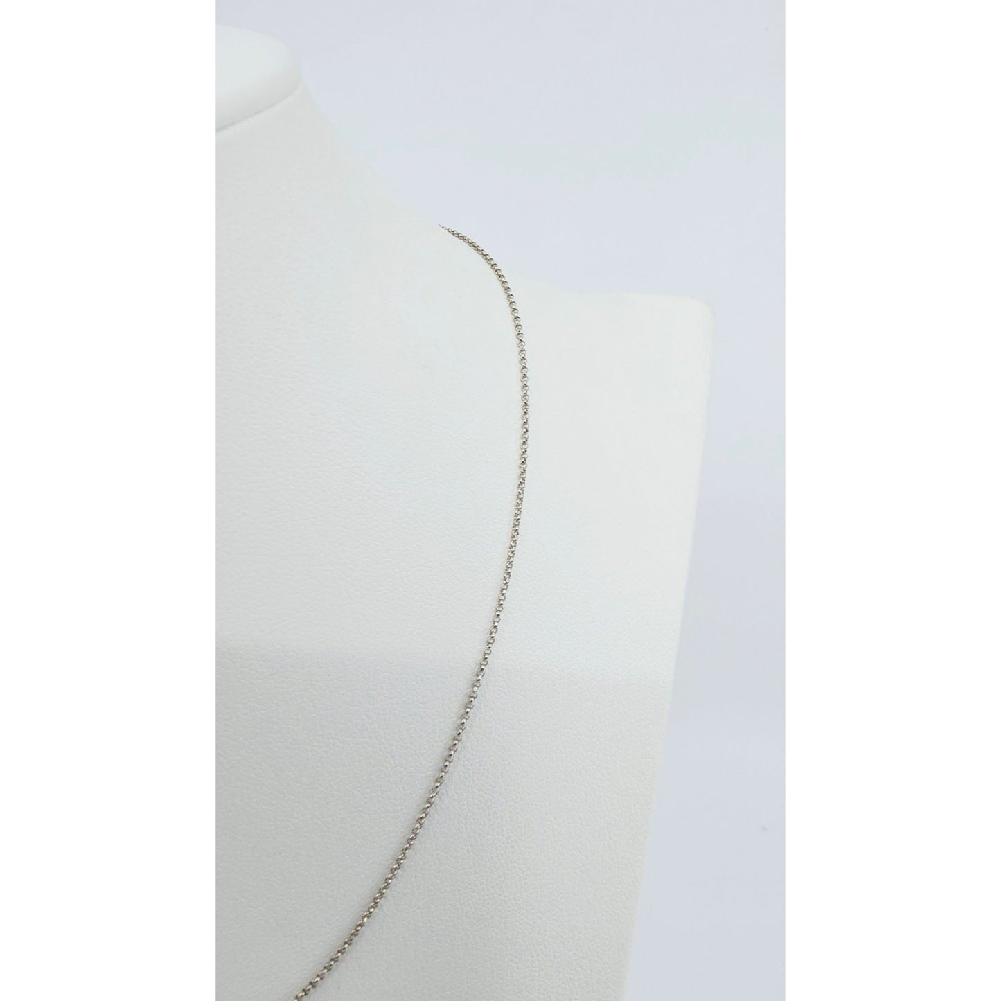 Thin 14K White Gold Rolo Link Chain Necklace