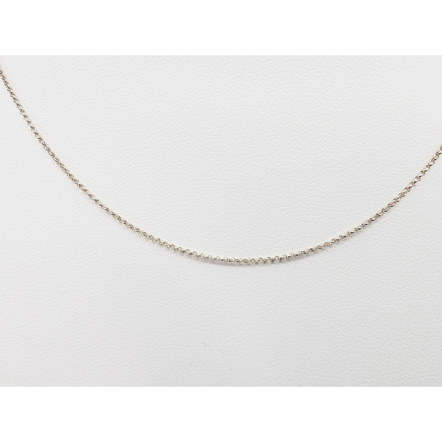 Thin 14K White Gold Rolo Link Chain Necklace