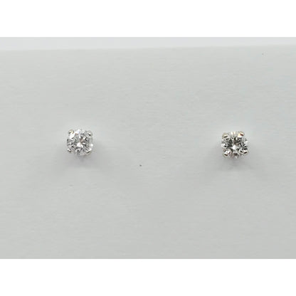 14K White Gold Round Cut Diamond Stud Earrings