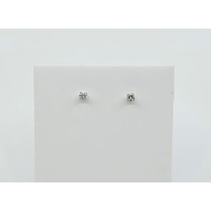 14K White Gold Round Cut Diamond Stud Earrings