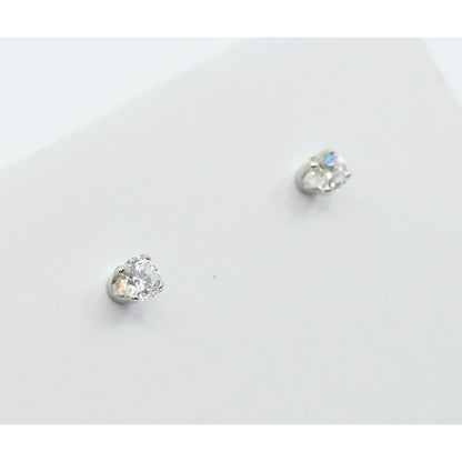 14K White Gold Round Cut Diamond Stud Earrings