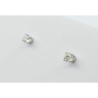 14K White Gold Round Cut Diamond Stud Earrings