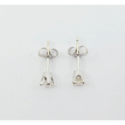 14K White Gold Round Cut Diamond Stud Earrings
