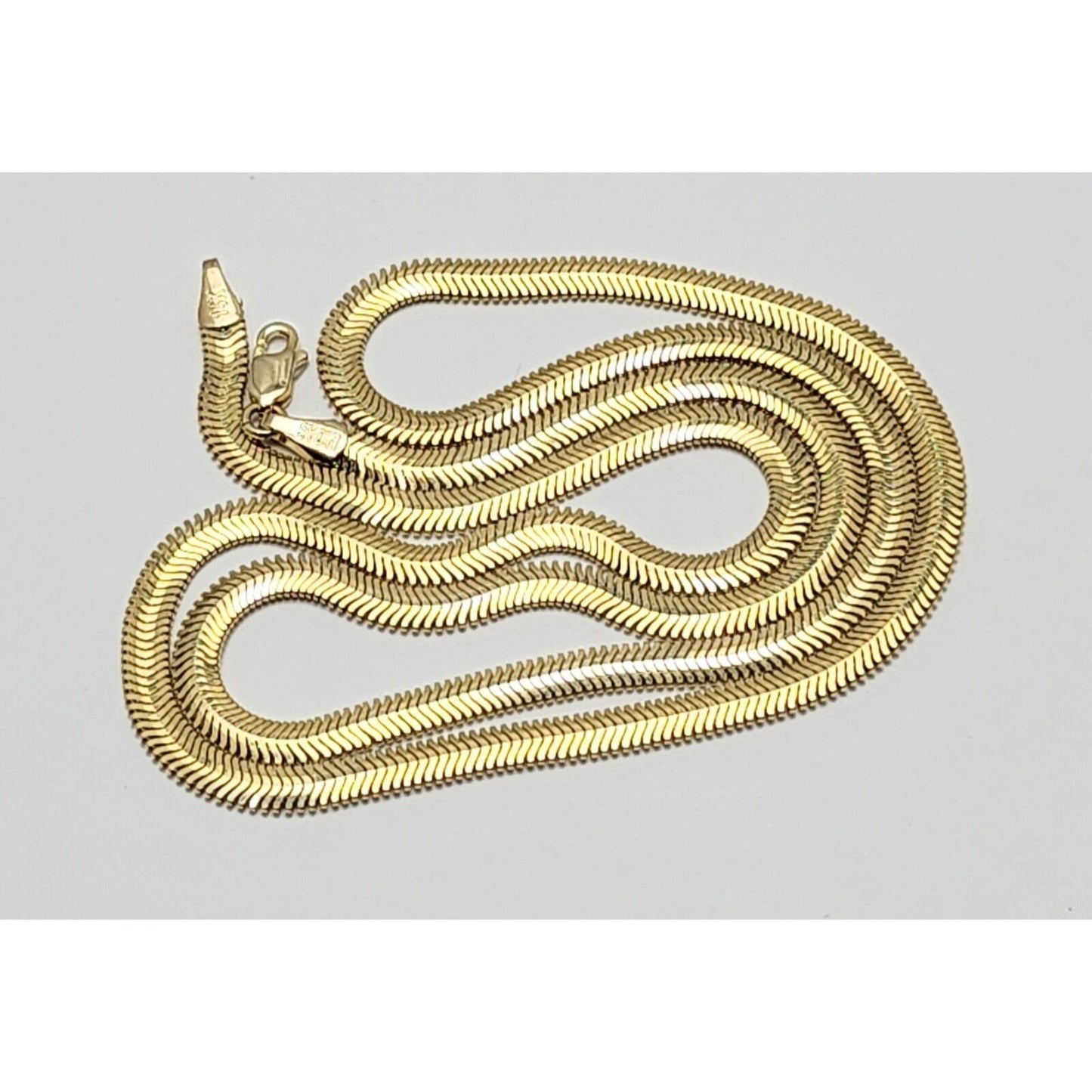 14K Yellow Gold Flat Herringbone Snake Chain Necklace