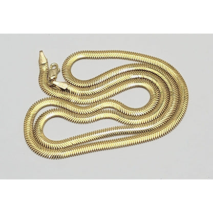 14K Yellow Gold Flat Herringbone Snake Chain Necklace