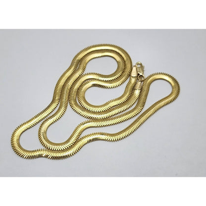 14K Yellow Gold Flat Herringbone Snake Chain Necklace