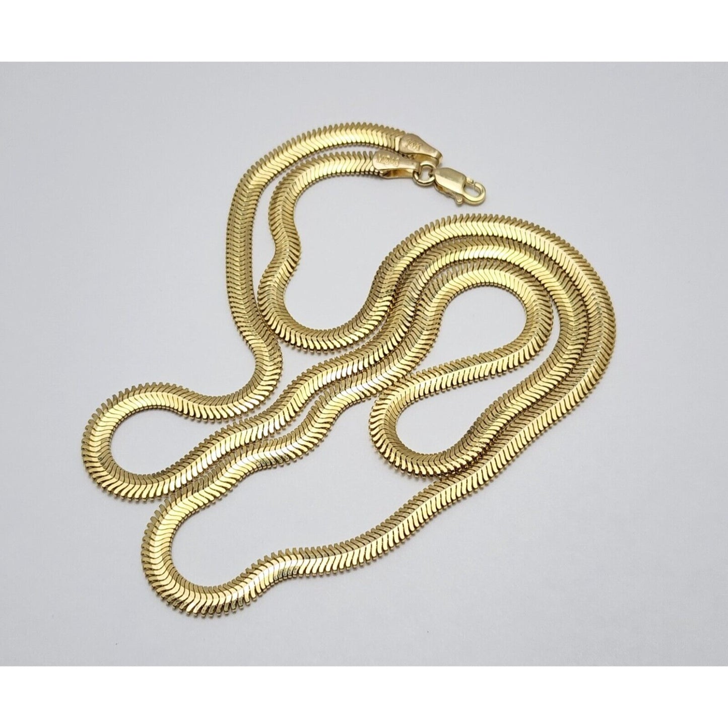 14K Yellow Gold Flat Herringbone Snake Chain Necklace