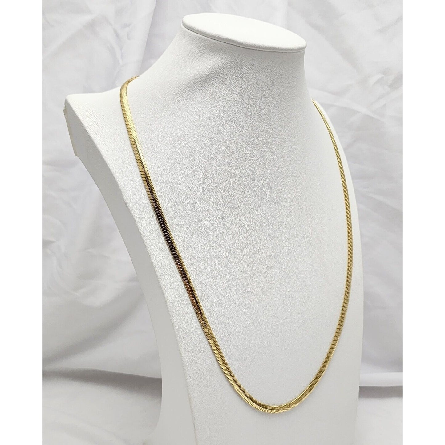 14K Yellow Gold Flat Herringbone Snake Chain Necklace