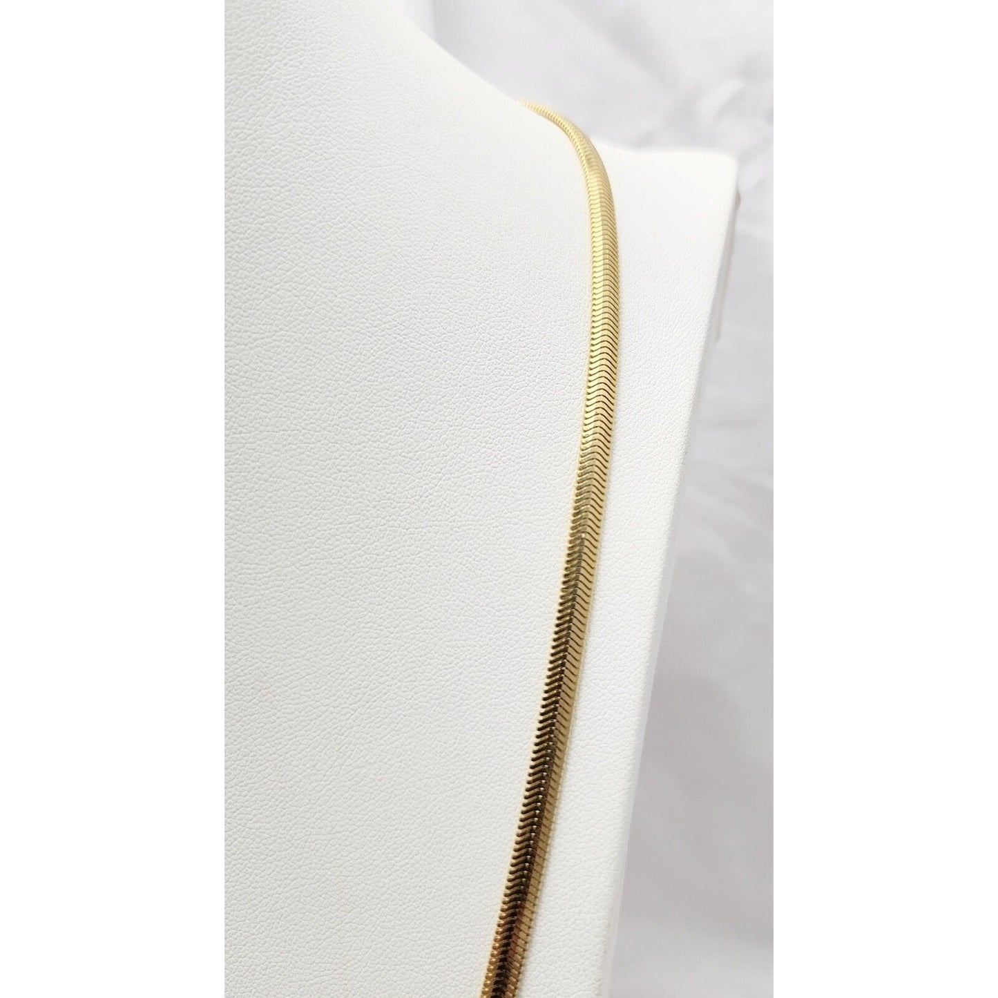 14K Yellow Gold Flat Herringbone Snake Chain Necklace