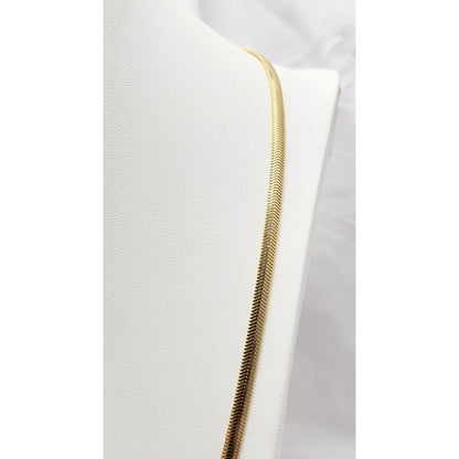 14K Yellow Gold Flat Herringbone Snake Chain Necklace