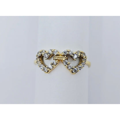 10K Yellow Gold Double Heart CZ Ring