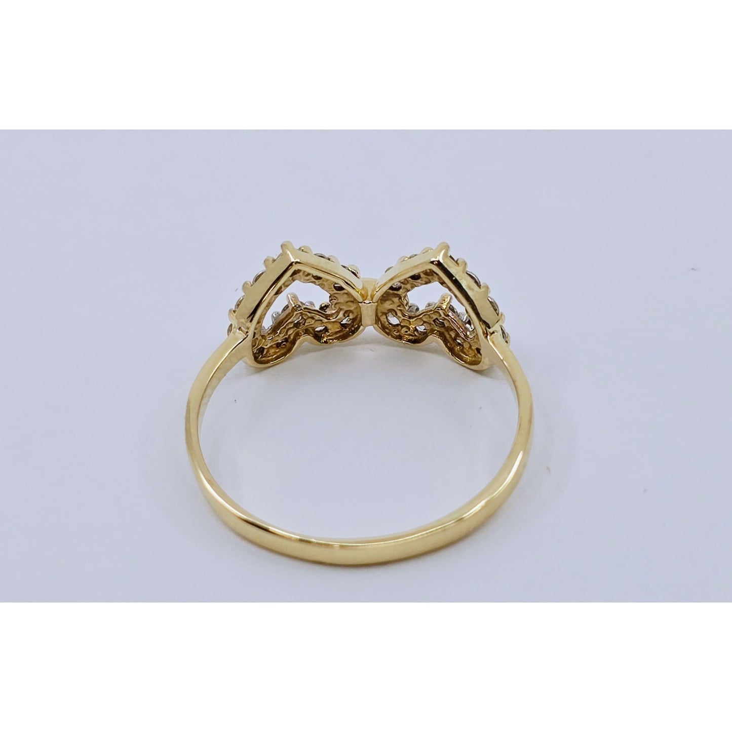 10K Yellow Gold Double Heart CZ Ring