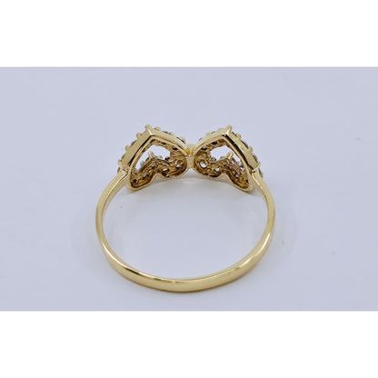 10K Yellow Gold Double Heart CZ Ring