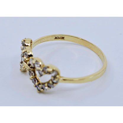 10K Yellow Gold Double Heart CZ Ring