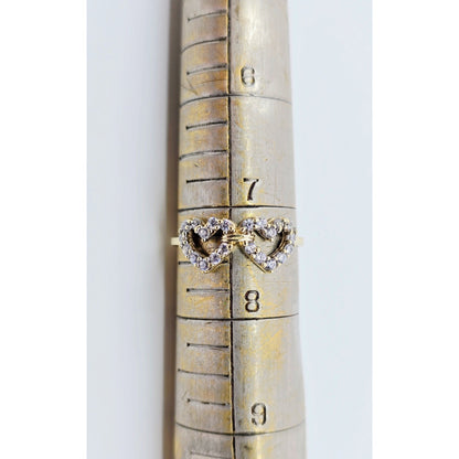 10K Yellow Gold Double Heart CZ Ring