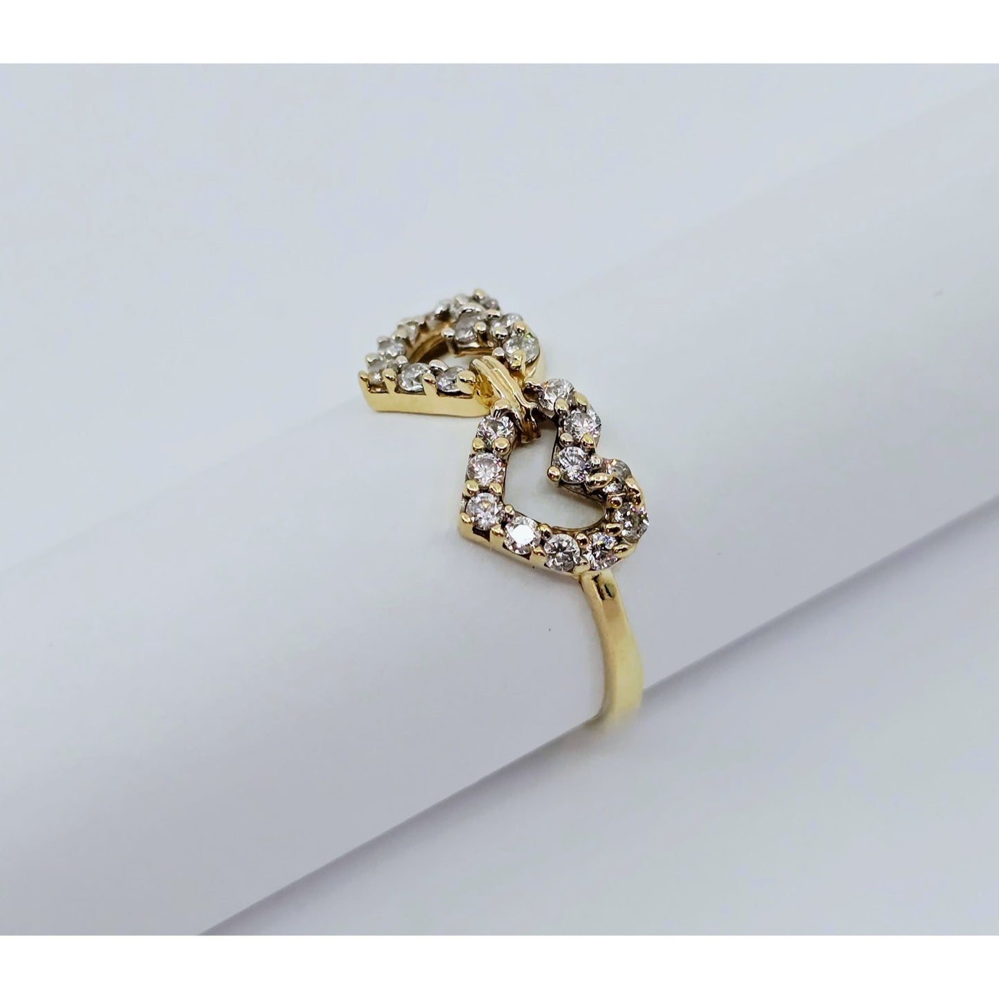 10K Yellow Gold Double Heart CZ Ring