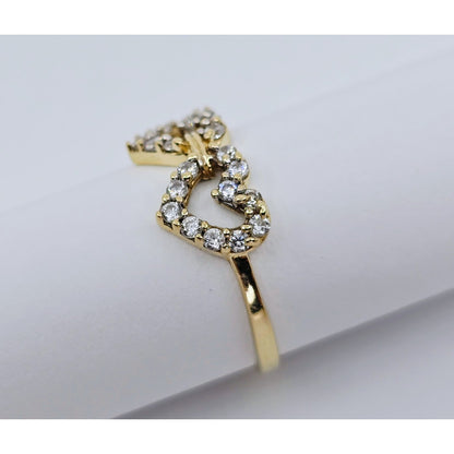 10K Yellow Gold Double Heart CZ Ring