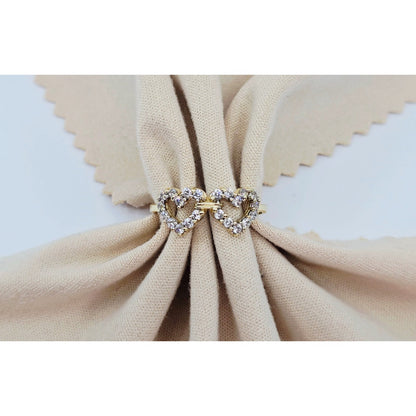 10K Yellow Gold Double Heart CZ Ring