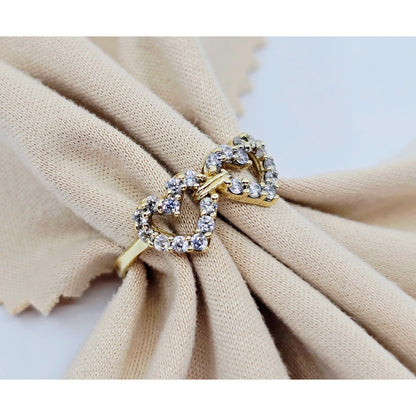 10K Yellow Gold Double Heart CZ Ring
