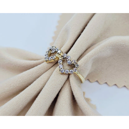 10K Yellow Gold Double Heart CZ Ring