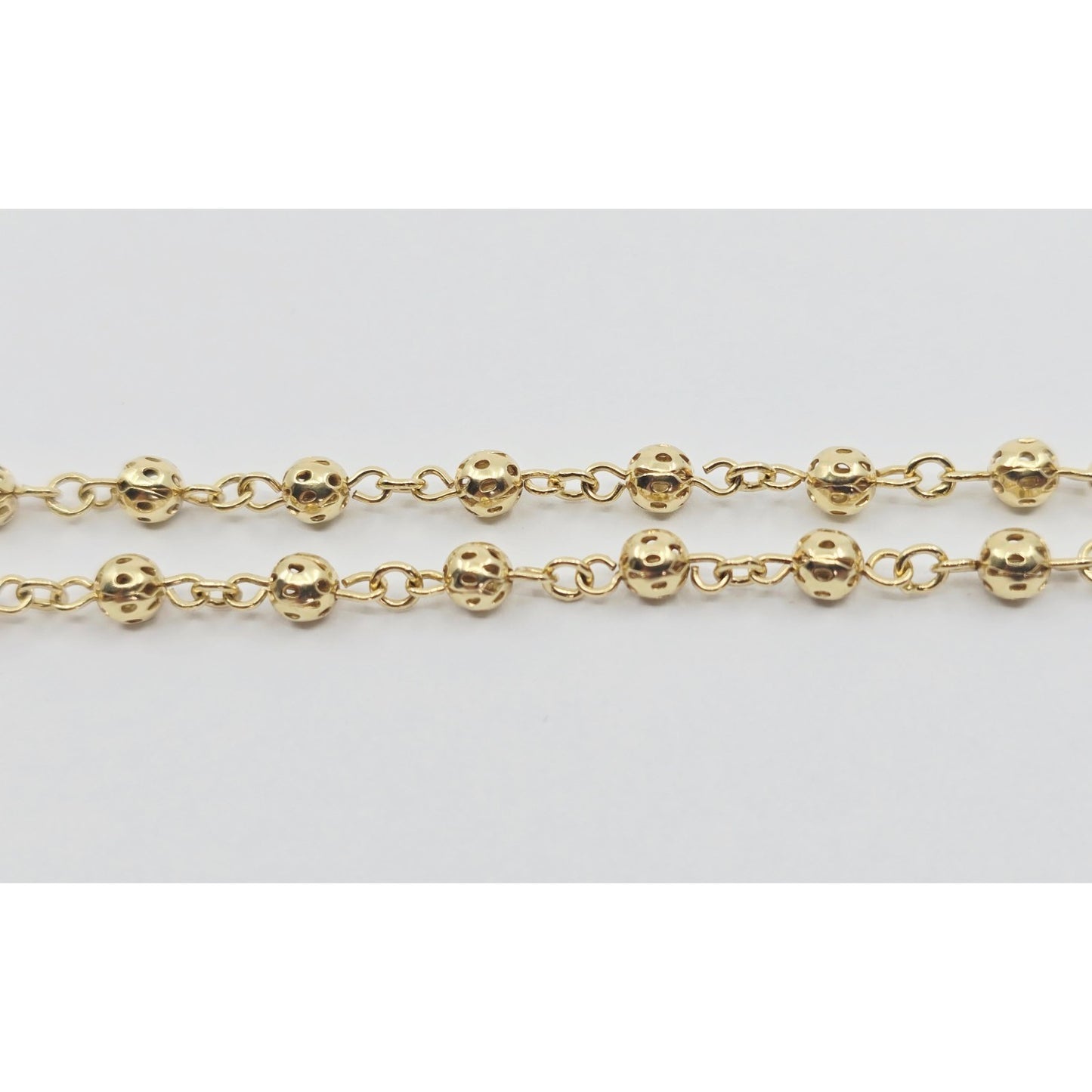 14K Yellow Gold Religious Rosary Cross Link Chain Necklace